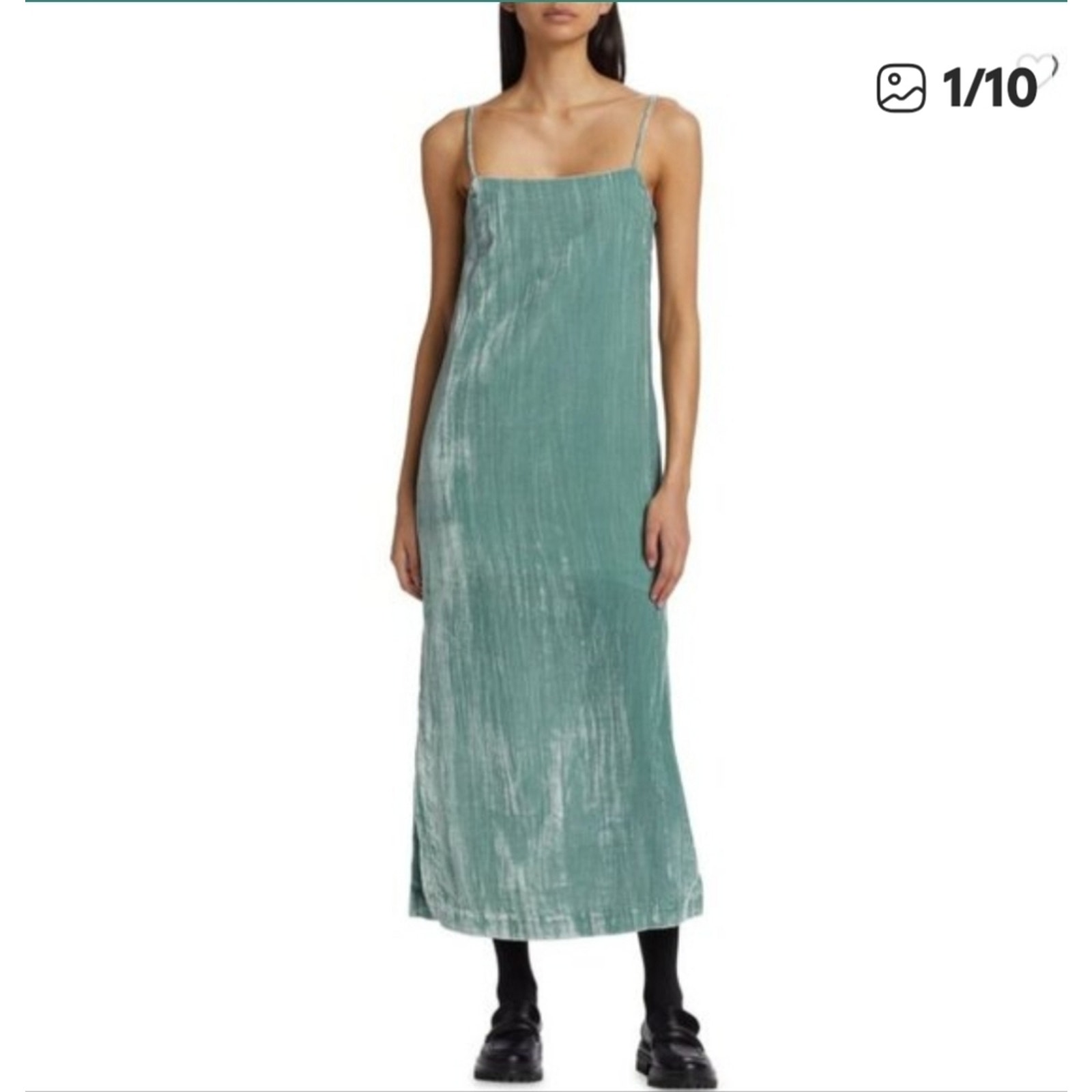 New Loulou Studio Etinas Crushed Velvet Midi Dress Teal Green Medium